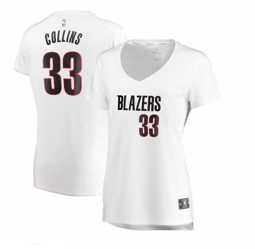 Camiseta baloncesto Zach Collins 33 association edition Blanco Portland Trail Blazers Mujer