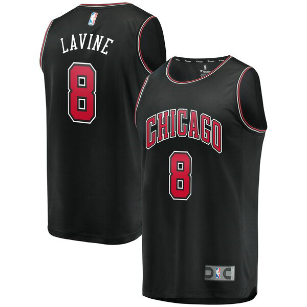 Camiseta baloncesto Zach LaVine 8 2019 Negro Chicago Bulls Hombre