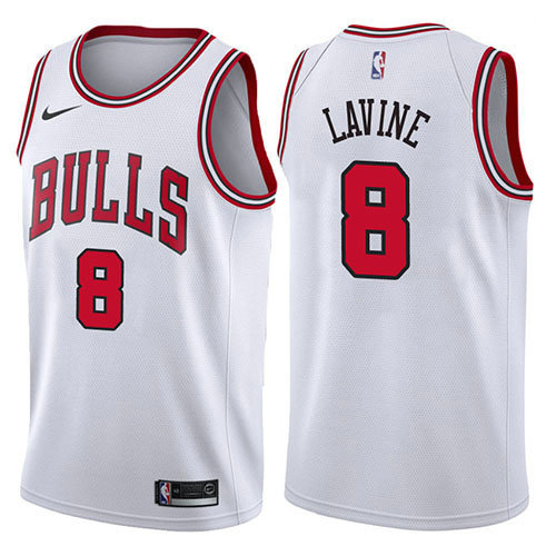 Camiseta baloncesto Zach Lavine 8 2017-18 Blanco Chicago Bulls Hombre