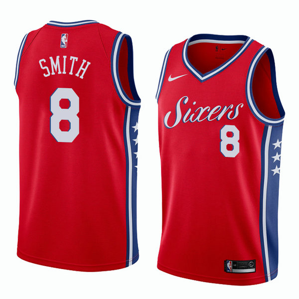 Camiseta baloncesto Zhaire Smithstatement 8 Statement 2018 Rojo Philadelphia 76ers Hombre