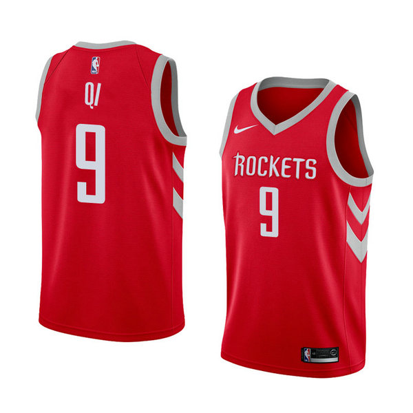 Camiseta baloncesto Zhou Qi 9 Icon 2018 Rojo Houston Rockets Hombre