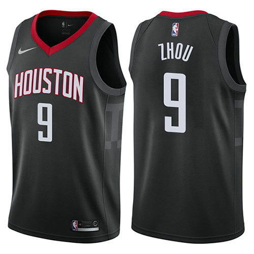 Camiseta baloncesto Zhou Qi 9 Statement 2017-18 Negro Houston Rockets Hombre