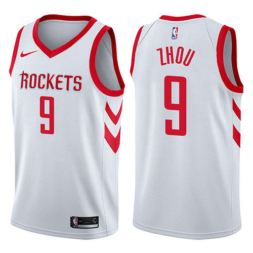 Camiseta baloncesto Zhou Qi 9 Swingman Association 2017-18 Blanco Houston Rockets Hombre