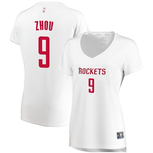 Camiseta baloncesto Zhou Qi 9 association edition Blanco Houston Rockets Mujer