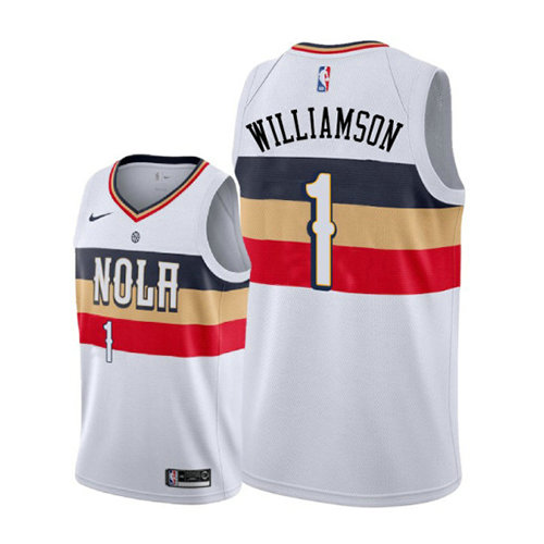 Camiseta baloncesto Zion Williamson 1 Earned 2019-20 Blanco New Orleans Pelicans Hombre