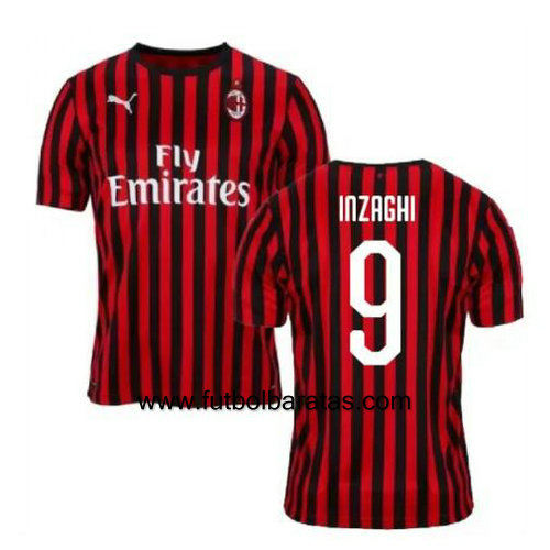 Camiseta INZAGHI 9 del Ac Milan 2019-2020 Primera Equipacion