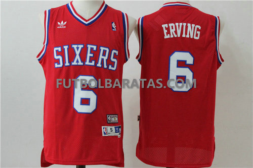 Camisetas Erving 6 Sixers philadelphia 76ers 2017 roja