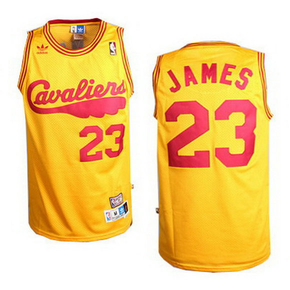 Camisetas LeBron James 23 Retro Cleveland Cavaliers Amarillo