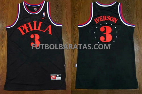 Camisetas Phila Iverson 3 philadelphia 76ers 2017 negro