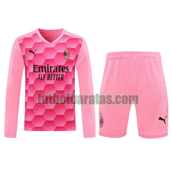 camiseta+pantalones cortos ac milan 2021 rosa portero ml