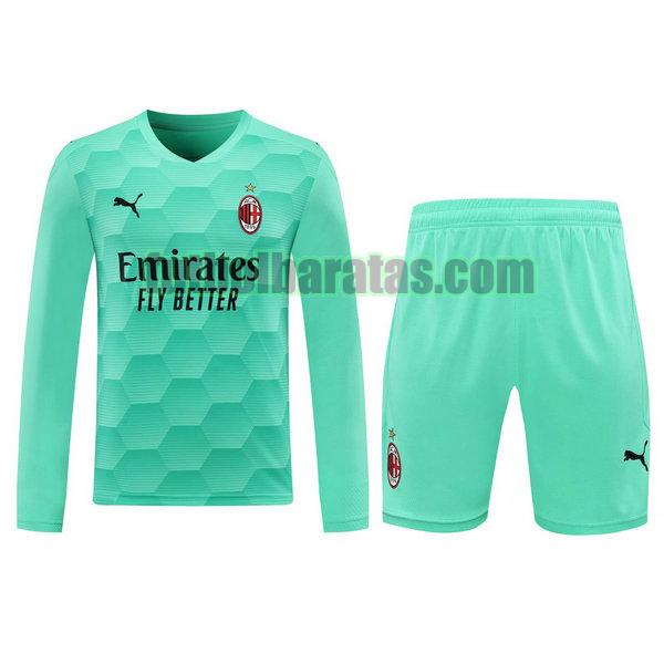 camiseta+pantalones cortos ac milan 2021 verde portero ml