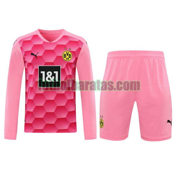 camiseta+pantalones cortos borussia dortmund 2021 rosa portero ml