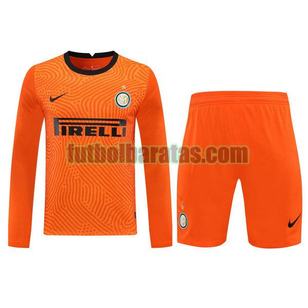 camiseta+pantalones cortos inter milan 2021 naranja portero ml