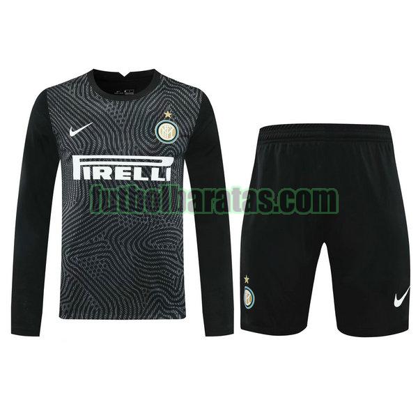 camiseta+pantalones cortos inter milan 2021 negro portero ml