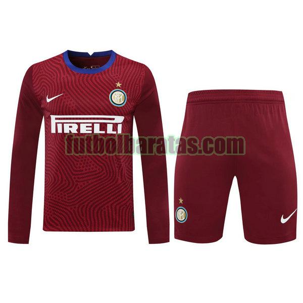 camiseta+pantalones cortos inter milan 2021 rojo portero ml