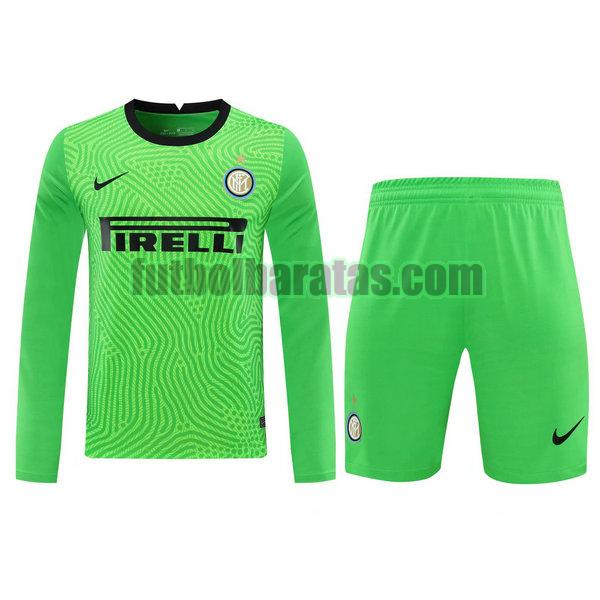 camiseta+pantalones cortos inter milan 2021 verde portero ml