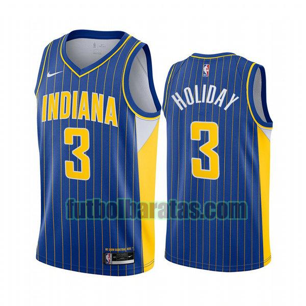 camiseta 2020 2021 aron holiday 3 indiana pacers azul hombre