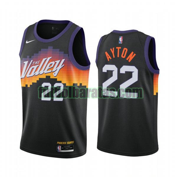 camiseta 2020 2021 deandre aton 22 phoenix suns negro hombre