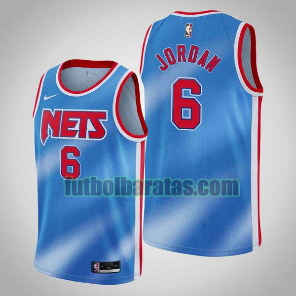 camiseta 2020 2021 deandre jorda 6 brooklyn nets azul hombre