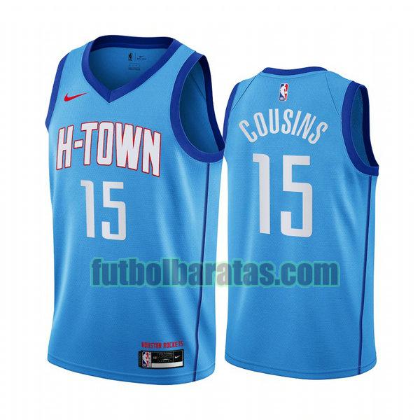 camiseta 2020 2021 demarcus cousins 15 houston rockets azul hombre