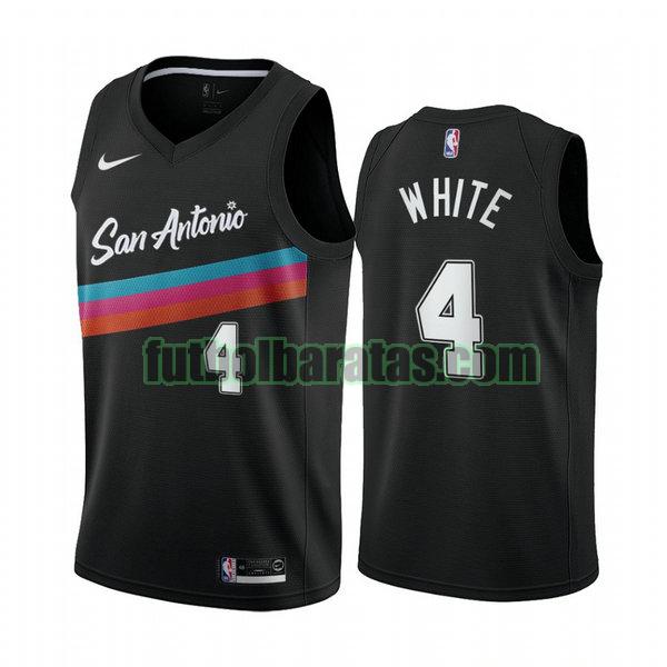 camiseta 2020 2021 derrick white 4 san antonio spurs negro hombre