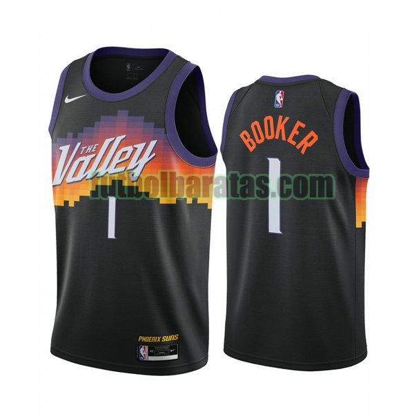 camiseta 2020 2021 devin booke 1 phoenix suns negro hombre