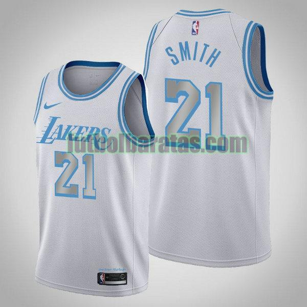 camiseta 2020 2021 j.r. smith 21 los angeles lakers blanco hombre