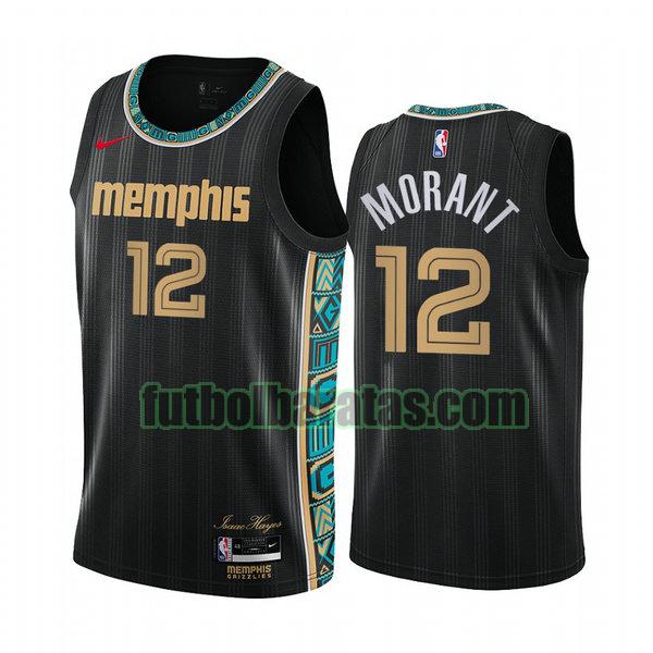 camiseta 2020 2021 ja morant 12 memphis grizzlies negro hombre