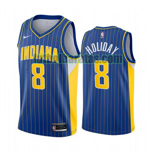 camiseta 2020 2021 justin holiday 8 indiana pacers azul hombre
