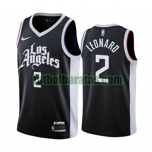 camiseta 2020 2021 kawhi leonard 2 los angeles clippers negro hombre