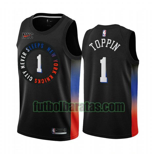 camiseta 2020 2021 obi toppin 1 new york knicks negro hombre