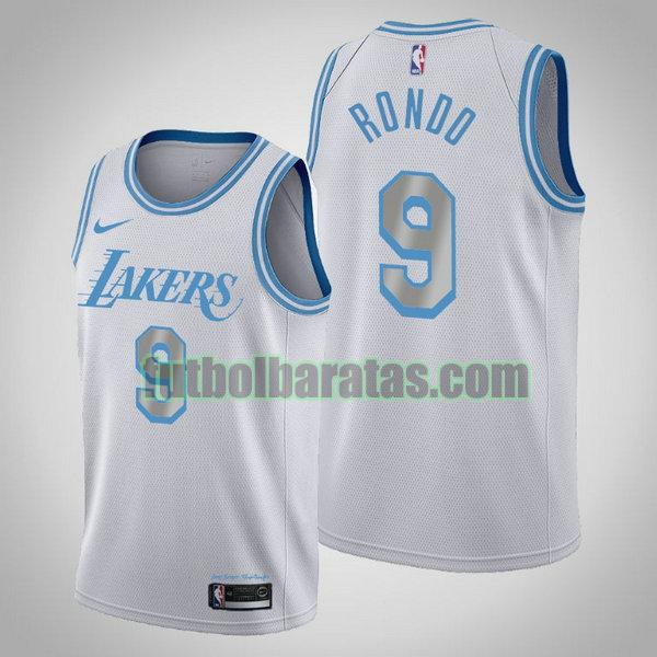 camiseta 2020 2021 rajon rondo 9 los angeles lakers blanco hombre