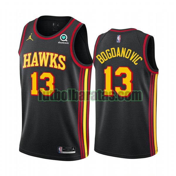 camiseta 2020 21 bogdan bogdanovic 13 atlanta hawks negro hombre