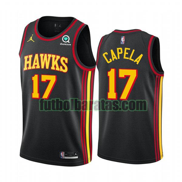 camiseta 2020 21 clint capela 17 atlanta hawks negro hombre