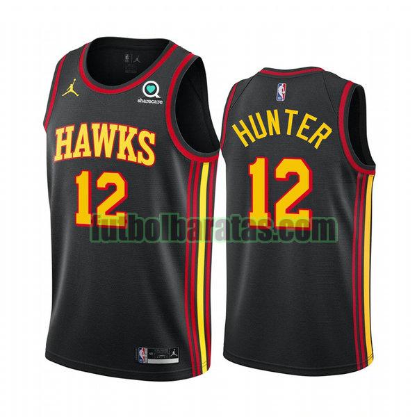 camiseta 2020 21 de'andre hunter 12 atlanta hawks negro hombre