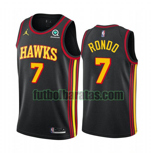 camiseta 2020 21 rajon rondo 7 atlanta hawks negro hombre