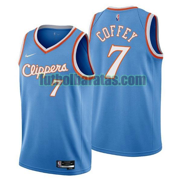 camiseta 2021-2022 amir coffey 7 los angeles clippers azul hombre