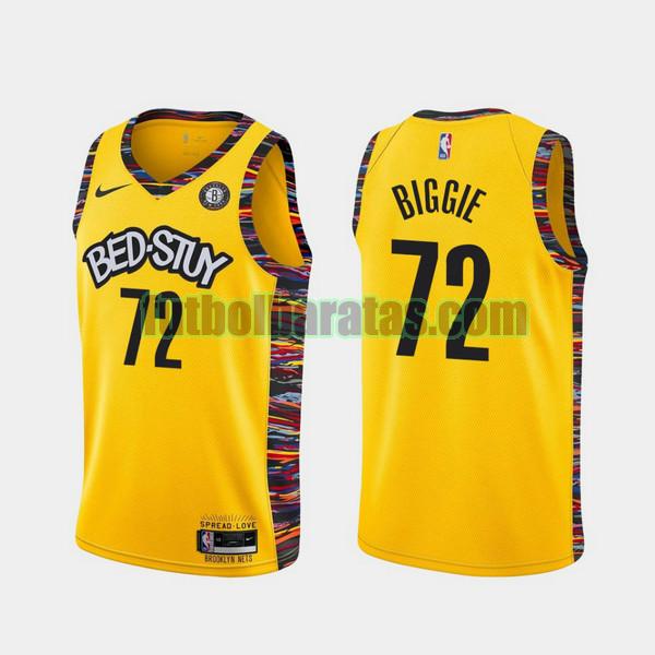 camiseta 2021-2022 biggie smalls 72 brooklyn nets amarillo hombre