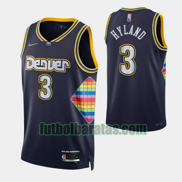 camiseta 2021-2022 bones hyland 3 denver nuggets navy hombre