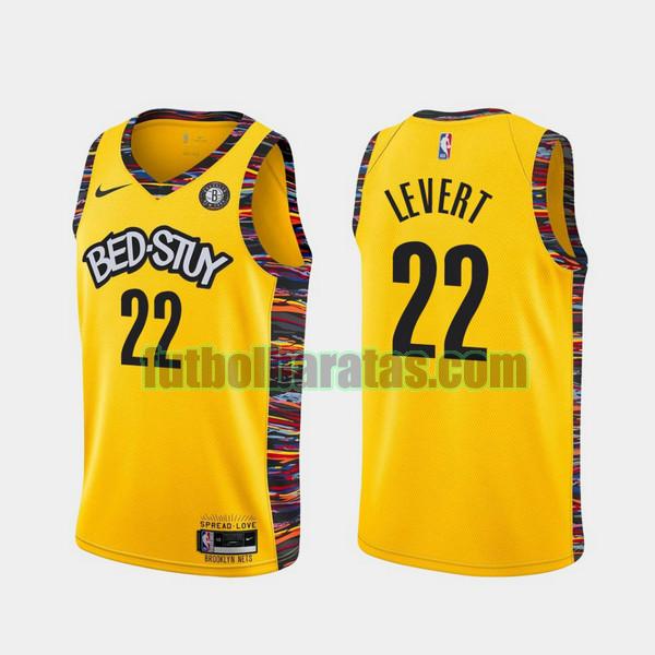 camiseta 2021-2022 caris levert 22 brooklyn nets amarillo hombre