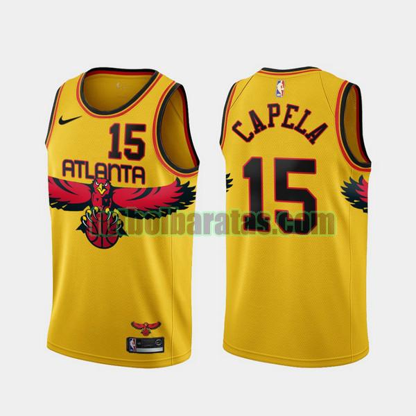 camiseta 2021-2022 clint capela 15 atlanta hawks amarillo hombre