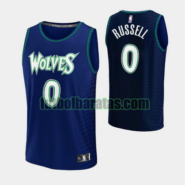 camiseta 2021-2022 d'angelo russell 0 minnesota timberwolves azul hombre