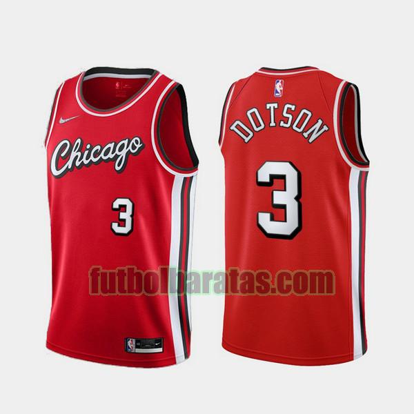 camiseta 2021-2022 devon dotson 3 chicago bulls rojo hombre