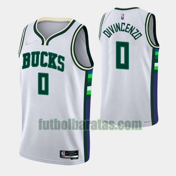 camiseta 2021-2022 donte divincenzo 0 milwaukee bucks blanco hombre