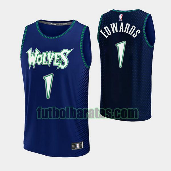 camiseta 2021-2022 edwards 1 minnesota timberwolves azul hombre