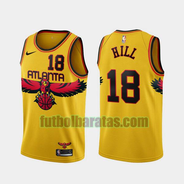camiseta 2021-2022 hill notches 18 atlanta hawks amarillo hombre
