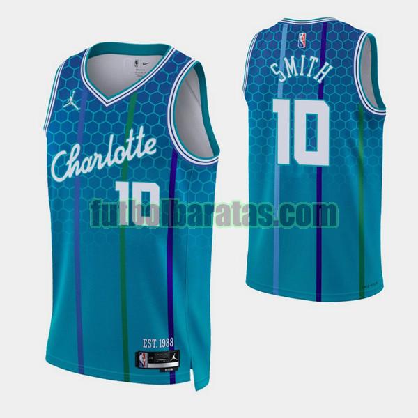 camiseta 2021-2022 ish smith 10 charlotte hornets azul hombre