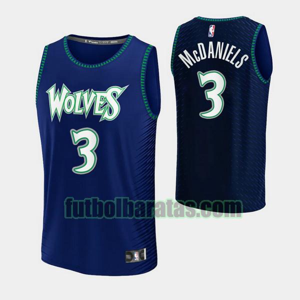 camiseta 2021-2022 jaden mcdaniels 3 minnesota timberwolves azul hombre