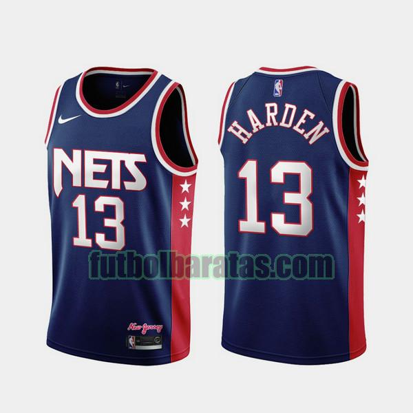 camiseta 2021-2022 james harden 13 brooklyn nets azul hombre