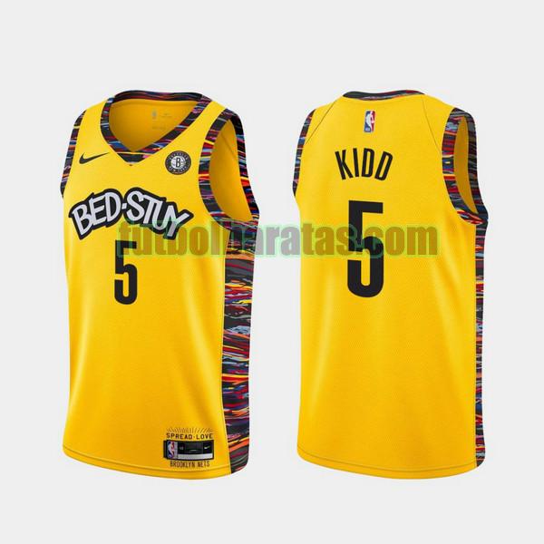 camiseta 2021-2022 jason kidd 5 brooklyn nets amarillo hombre